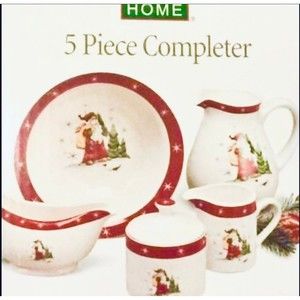 Holiday Home Dinnerware Completer Old World Santa Christmas Set of 5